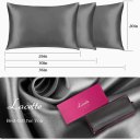 Lacette Silk Pillowcase 1 Pack for Hair and Skin, 100% Mulberry Silk, Double-Sided Silk Pillow Cases with Hidden Zipper (Deep Gray, queen Size: 20