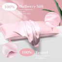 Silk Pillowcase for Hair and Skin 1 Pack, 100% Mulberry Silk & Natural Wood Pulp Fiber Double-Sided Design, Silk Pillow Covers with Hidden Zipper (standard size:20