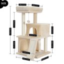 Modern Small Cat Tree Cat Tower With Double Condos Spacious Perch Sisal Scratching Posts，Climbing Ladder and Replaceable Dangling Balls Beige (Minimum Retail Price for US: USD 79.99)