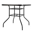 Outdoor Dining Table Square Toughened Glass Table Yard Garden Glass Table