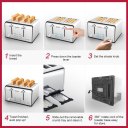 Toaster 4 Slice, Geek Chef Stainless Steel Extra-Wide Slot Toaster with Dual Control Panels of Bagel/Defrost/Cancel Function(Sliver-Black)