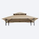 8x5Ft Grill Gazebo Replacement Canopy,Double Tiered BBQ Tent Roof Top Cover,Beige